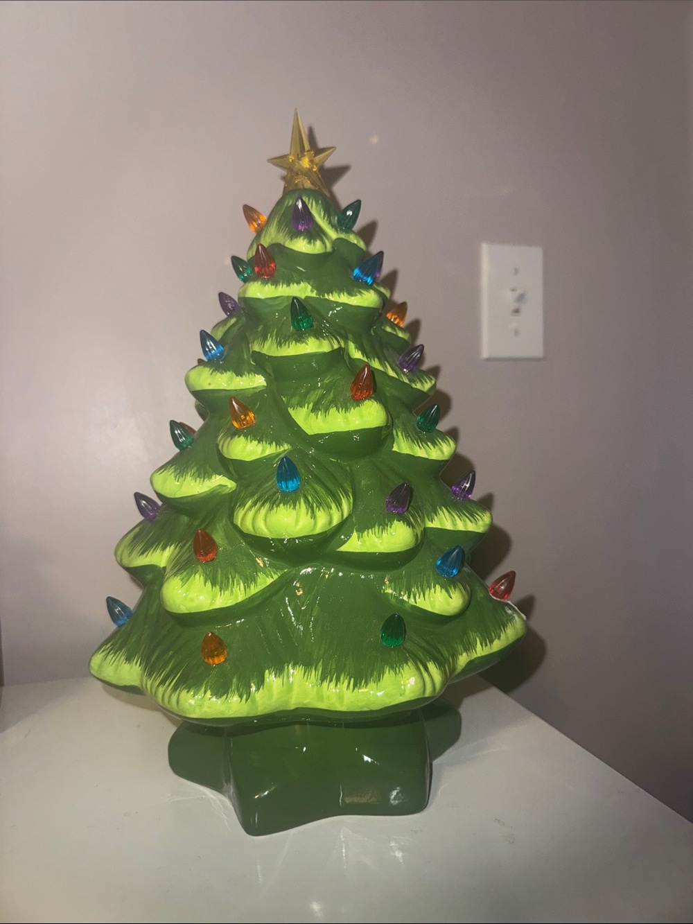 Target Bright Green Ceramic Christmas Tree Lamp with Multicolor Bulbs